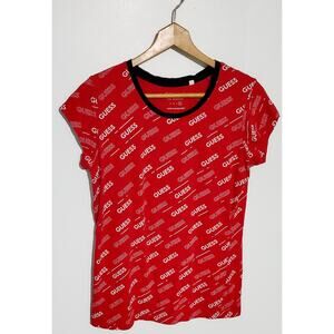 Vintage Guess Butter Soft Red Baby Tee Size XL Y2K Caual Streetwear College 90s